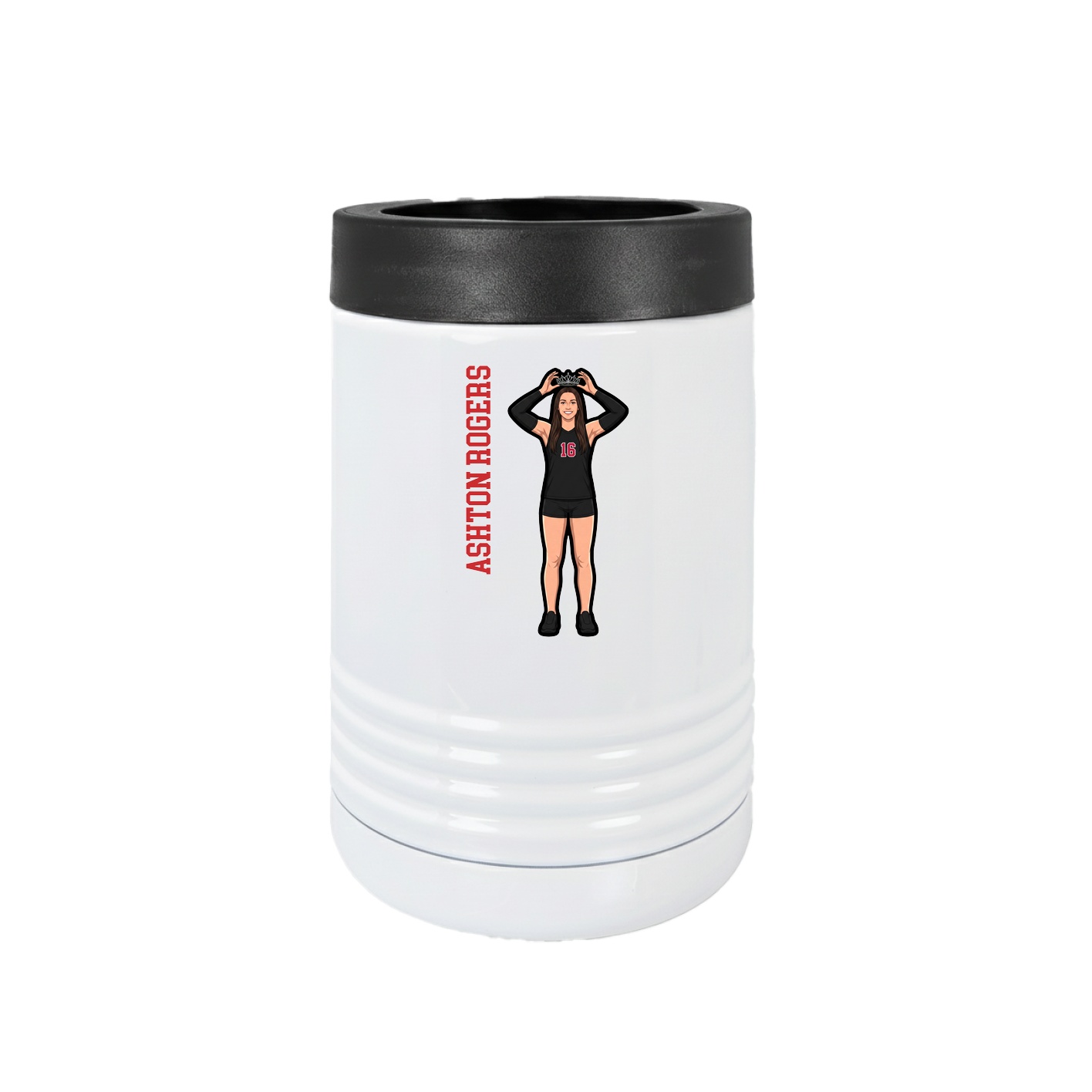 Beverage Holder — Name Vertical in White