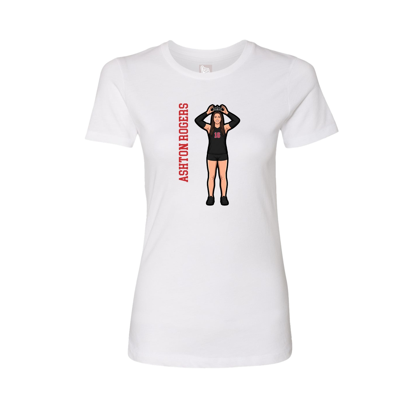 Fitted Women's Tee — Name Vertical in White