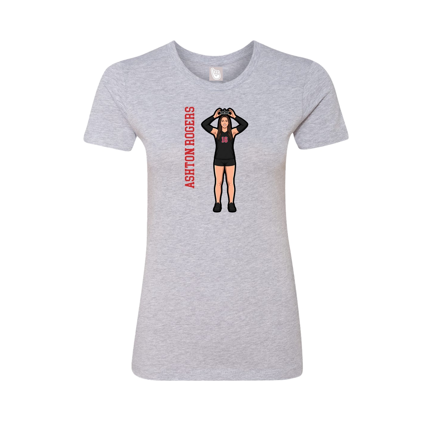 Womens Tee — Name Vertical in Grey