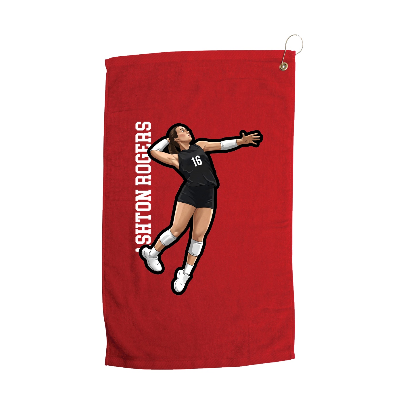 Golf Towel — Name Vertical in Red