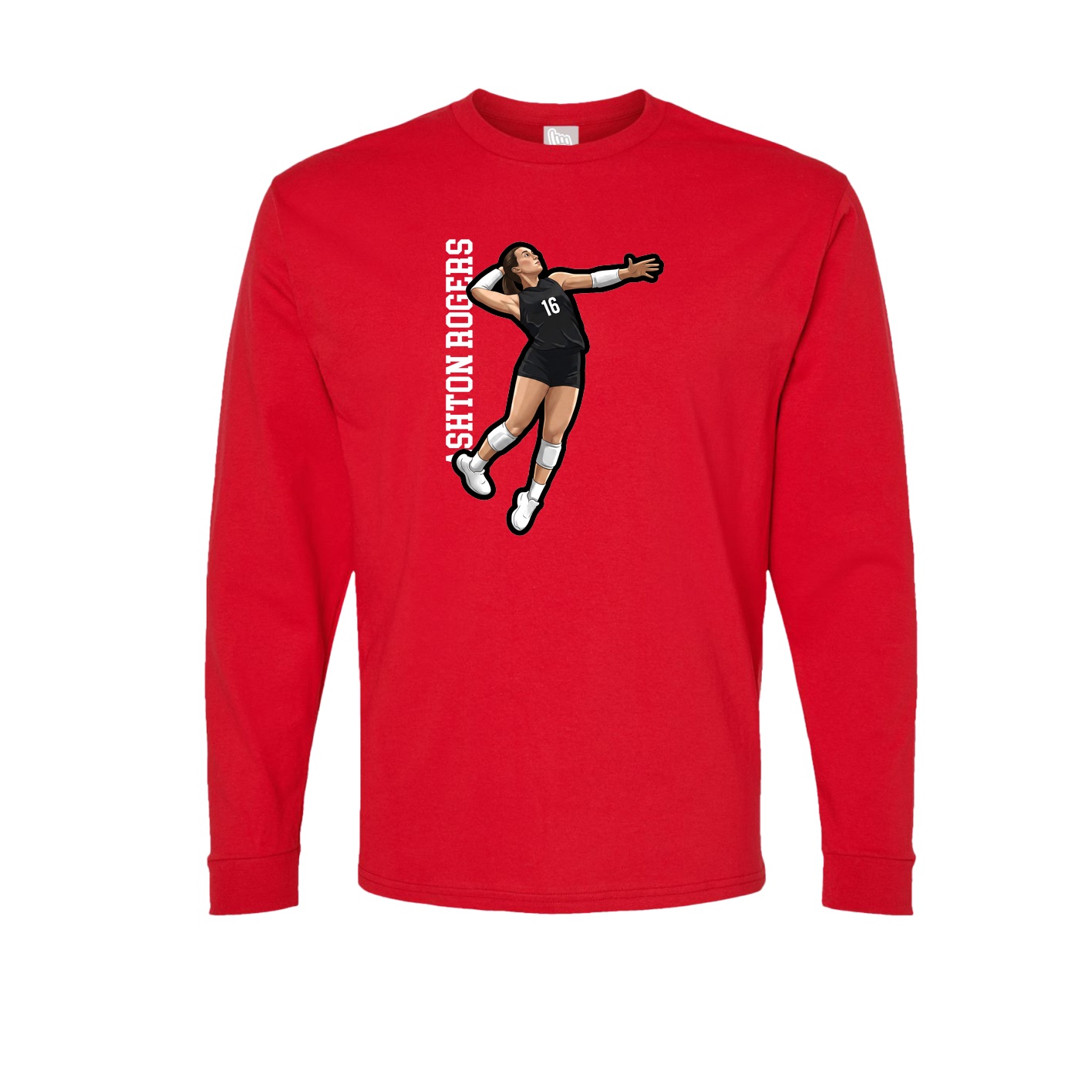 Long Sleeve Tee — Name Vertical in Red