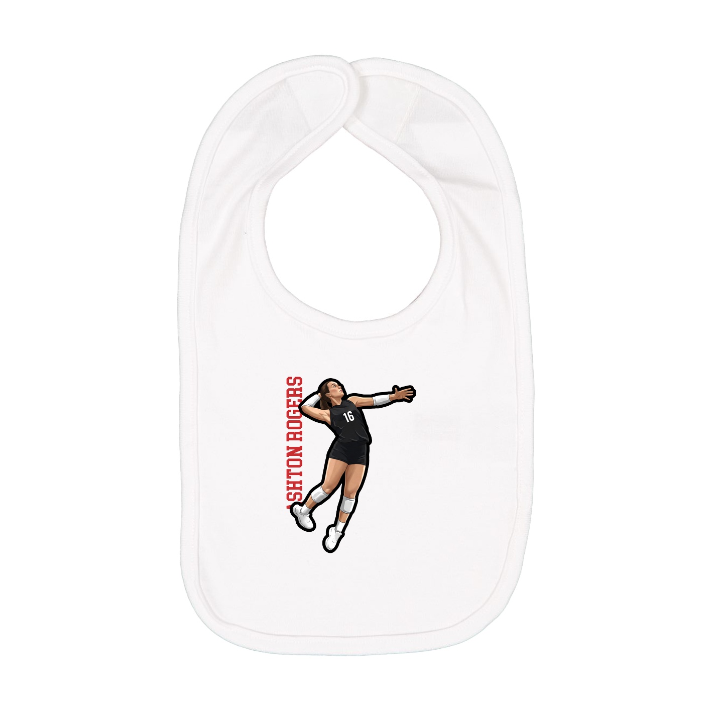 Infant Bib — Name Vertical in White