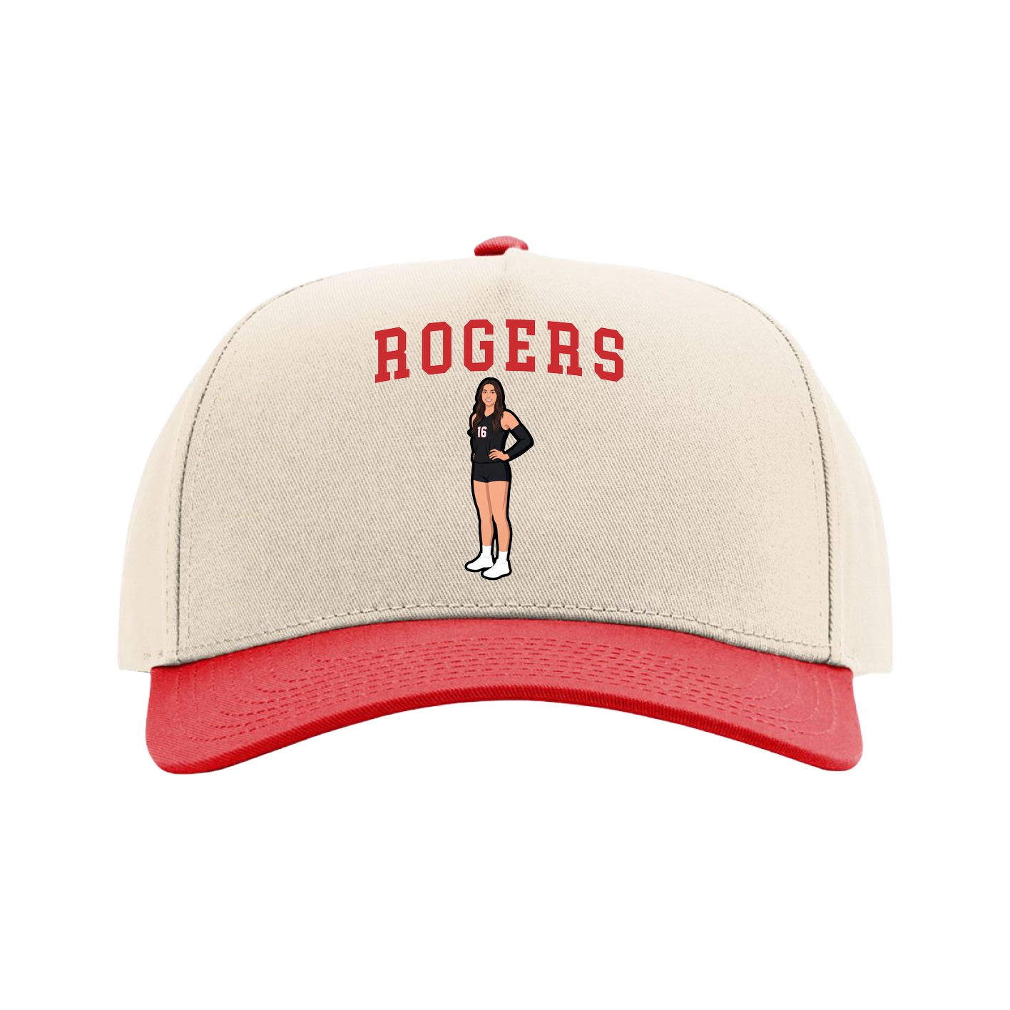 Full Fabric Five-Panel Champ Cap — Shirsey in Cream/Red