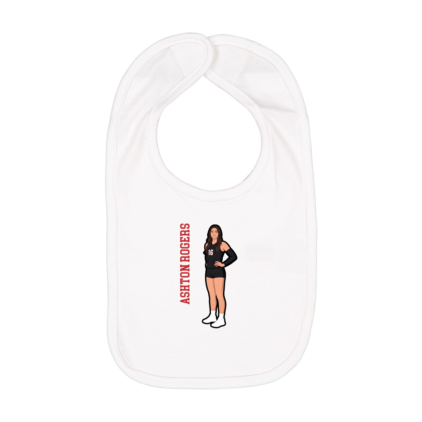 Infant Bib — Name Vertical in White