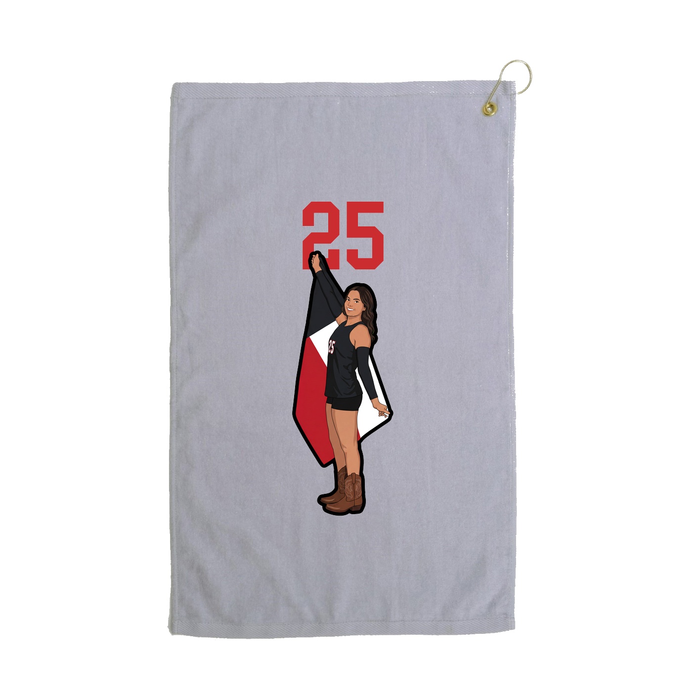 Golf Towel — Number Top in Grey