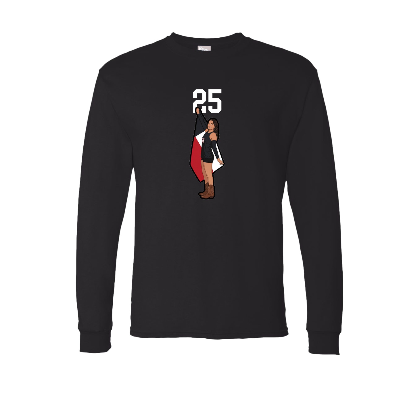 Long Sleeve Tee — Number Top in Black