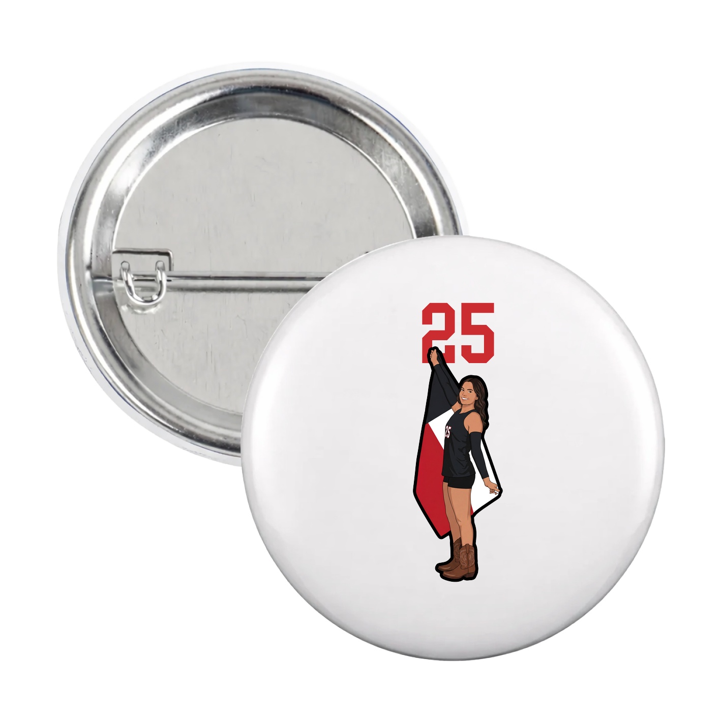 Game Day Button — Number Top in White