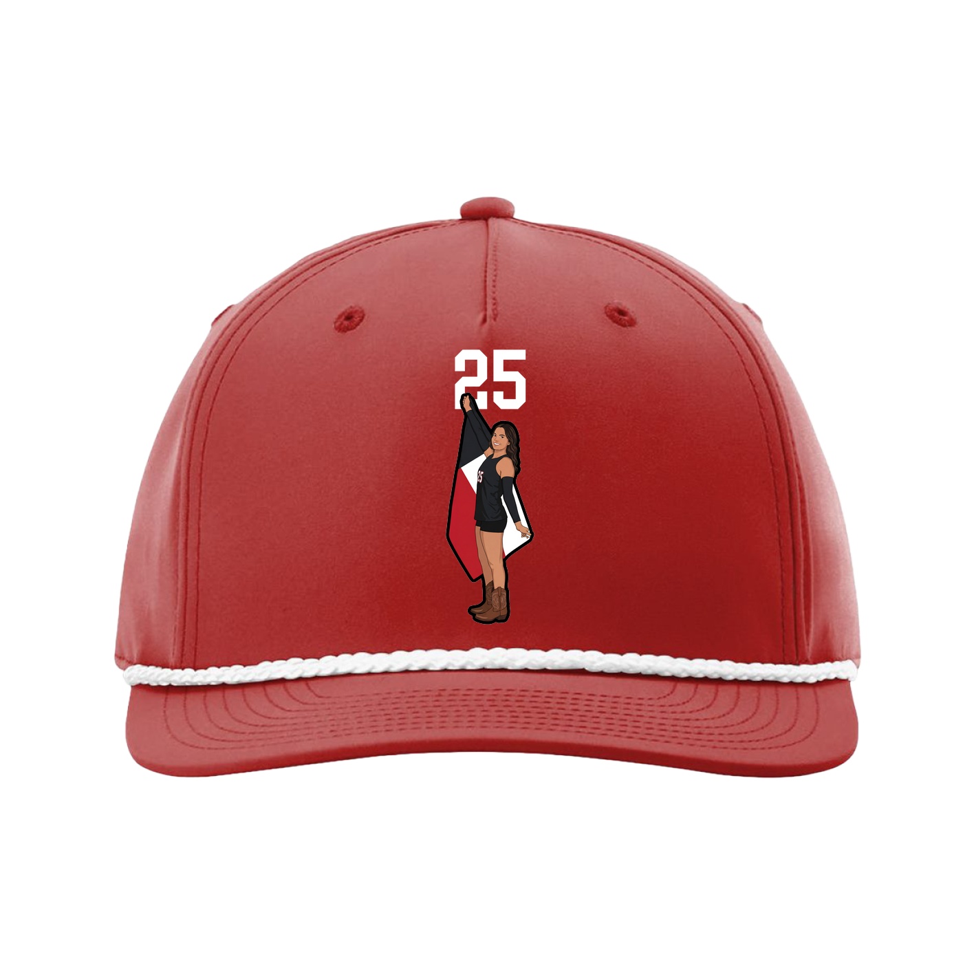 Five-Panel Classic Rope Cap — Number Top in Red