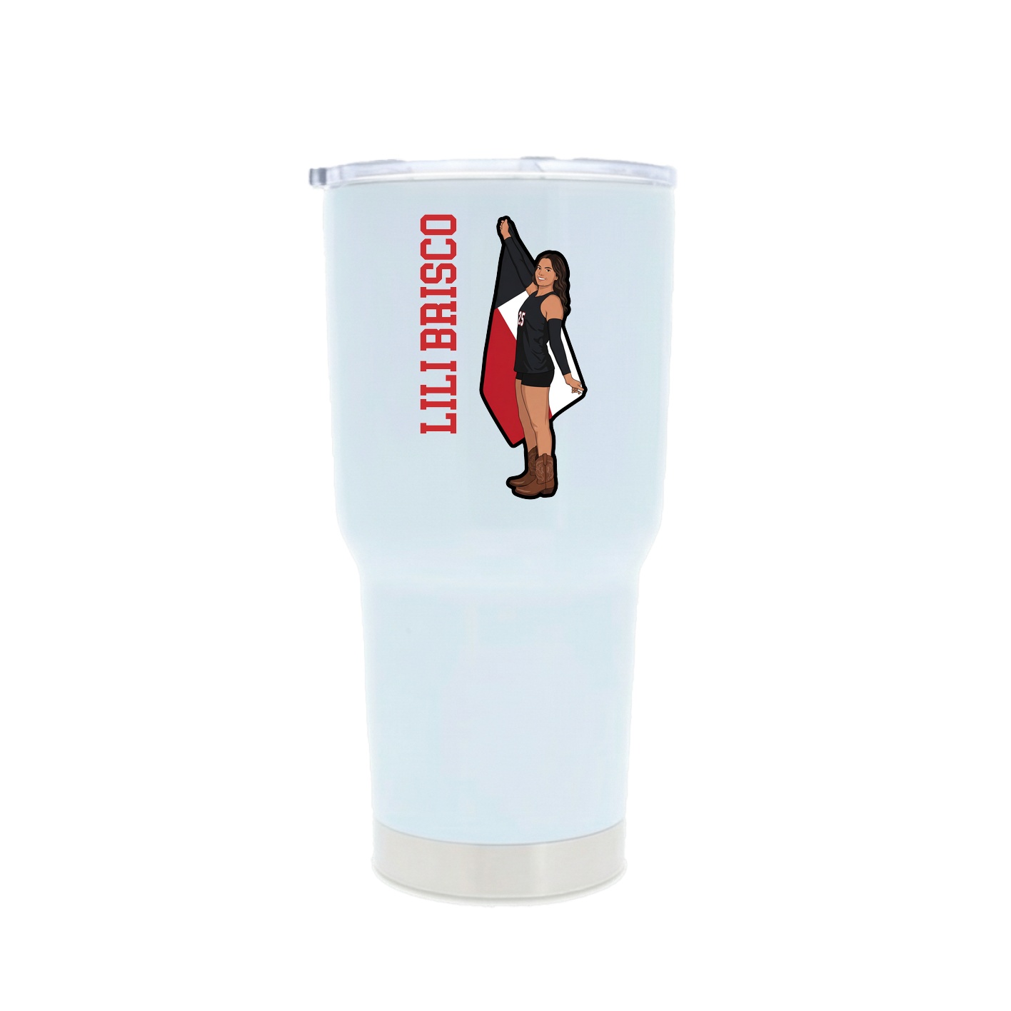 30oz Stainless Steel Tumbler — Name Vertical in White