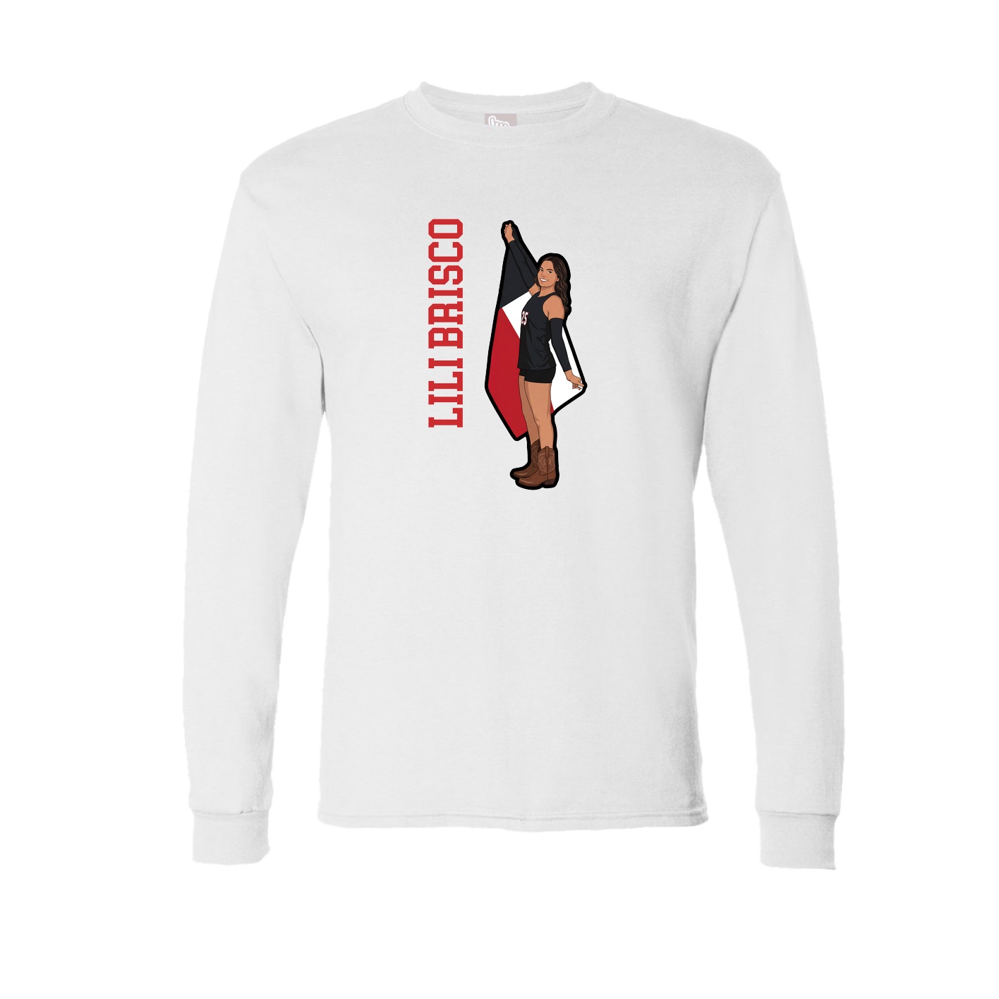 Long Sleeve Tee — Name Vertical in White