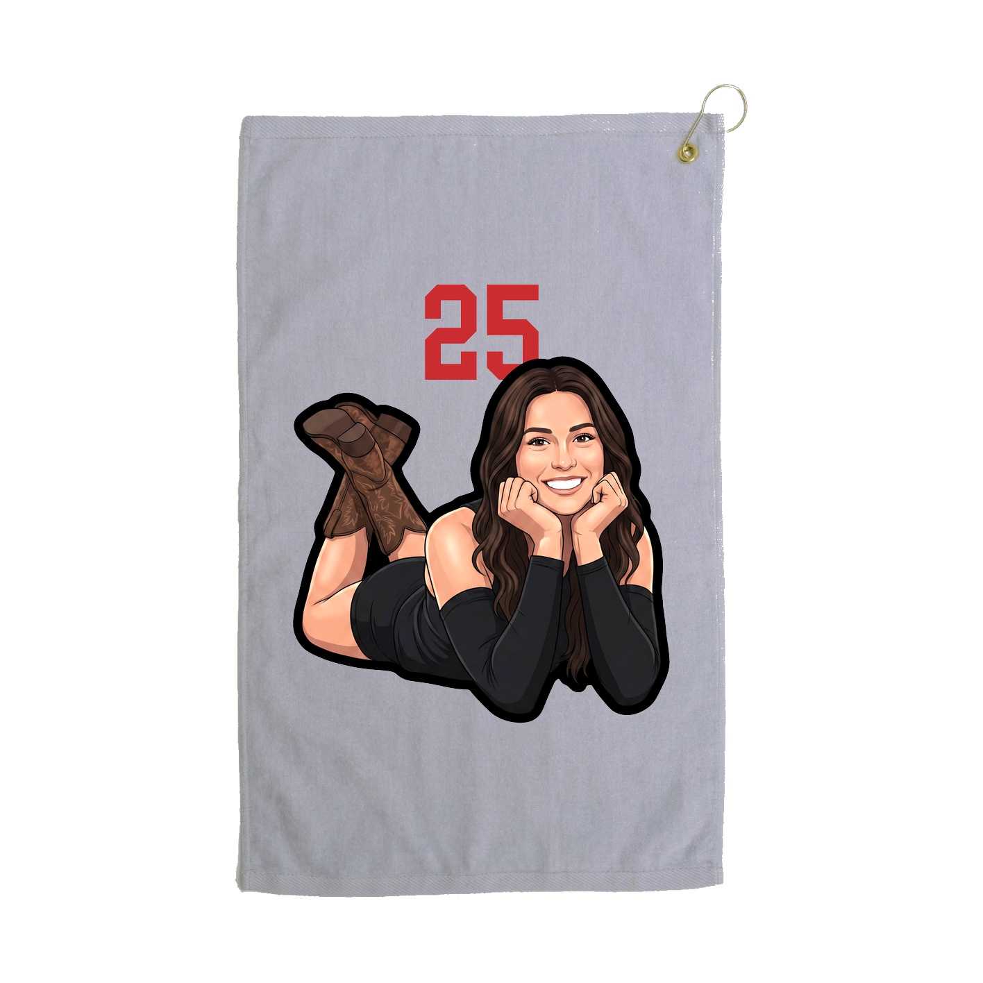 Golf Towel — Number Top in Grey
