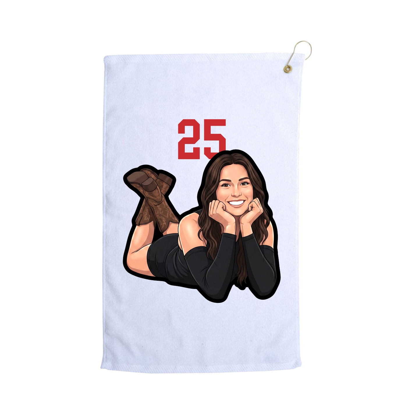 Golf Towel — Number Top in White