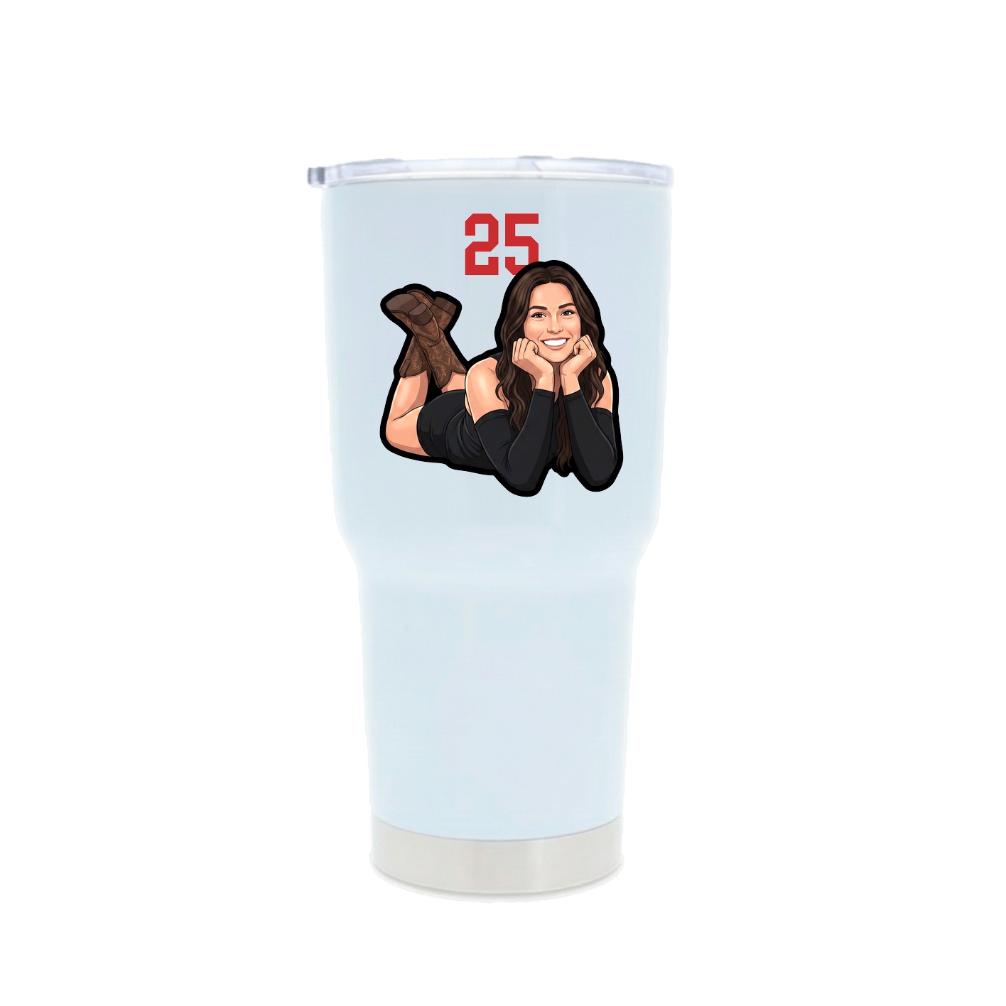 30oz Stainless Steel Tumbler — Number Top in White