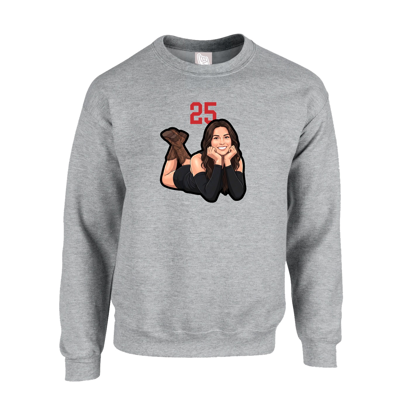 Fleece Crew — Number Top in Grey