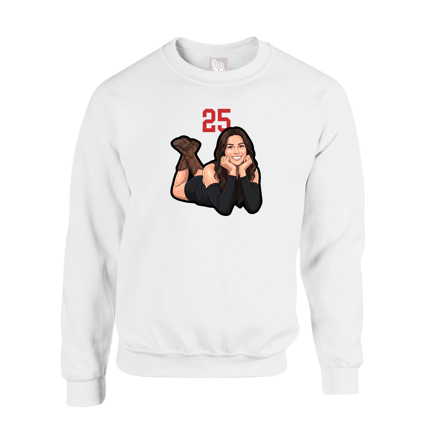 Fleece Crew — Number Top in White