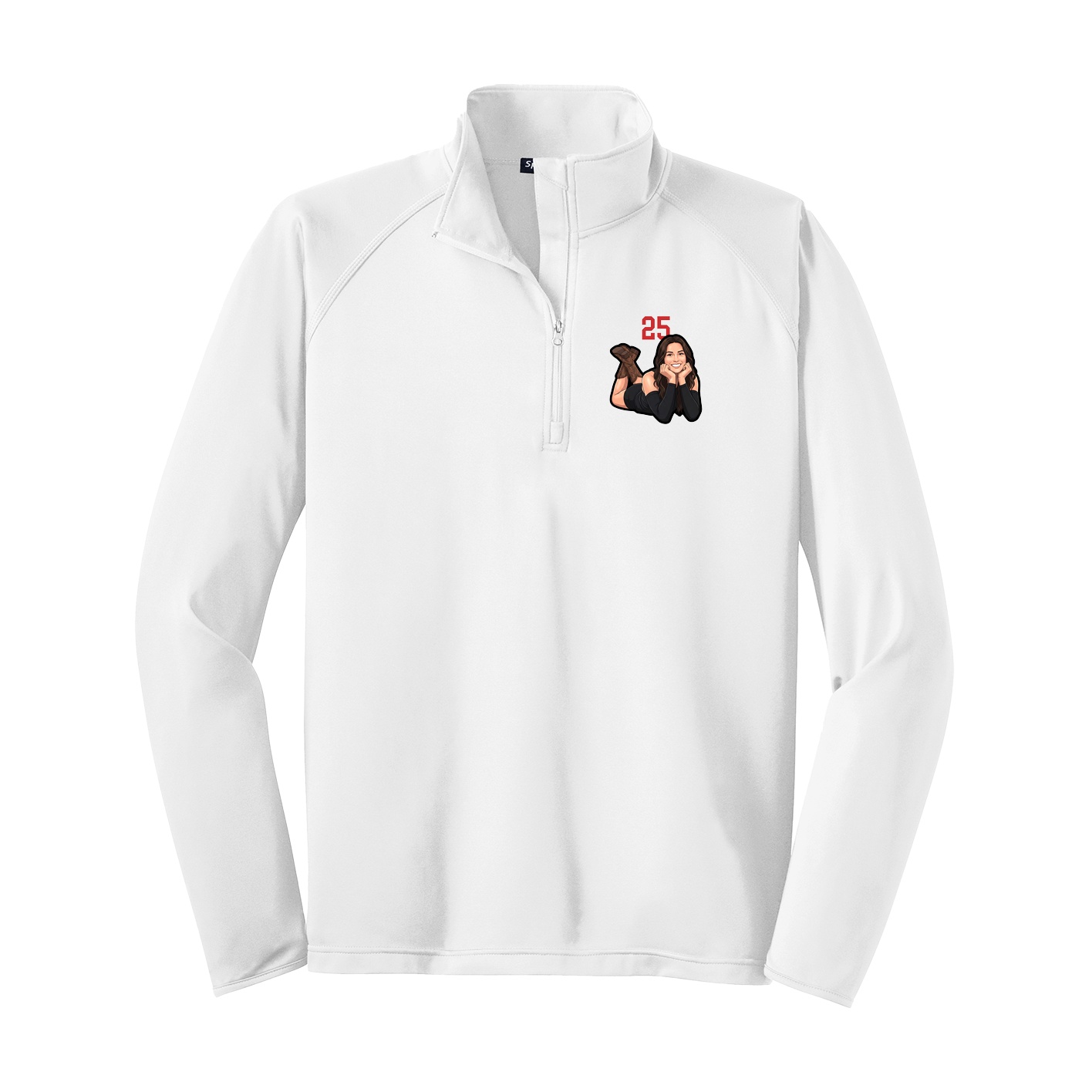 Q-Zip Pullover — Number Top in White