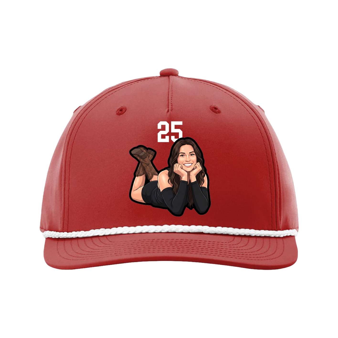 Five-Panel Classic Rope Cap — Number Top in Red