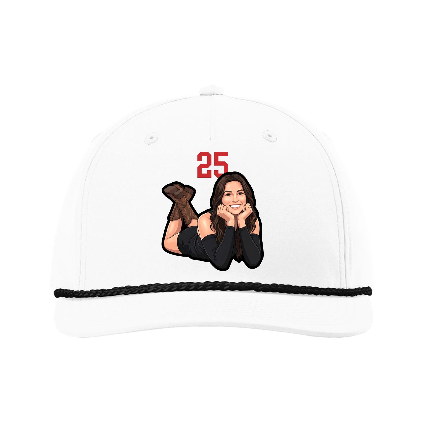 Five-Panel Classic Rope Cap — Number Top in White
