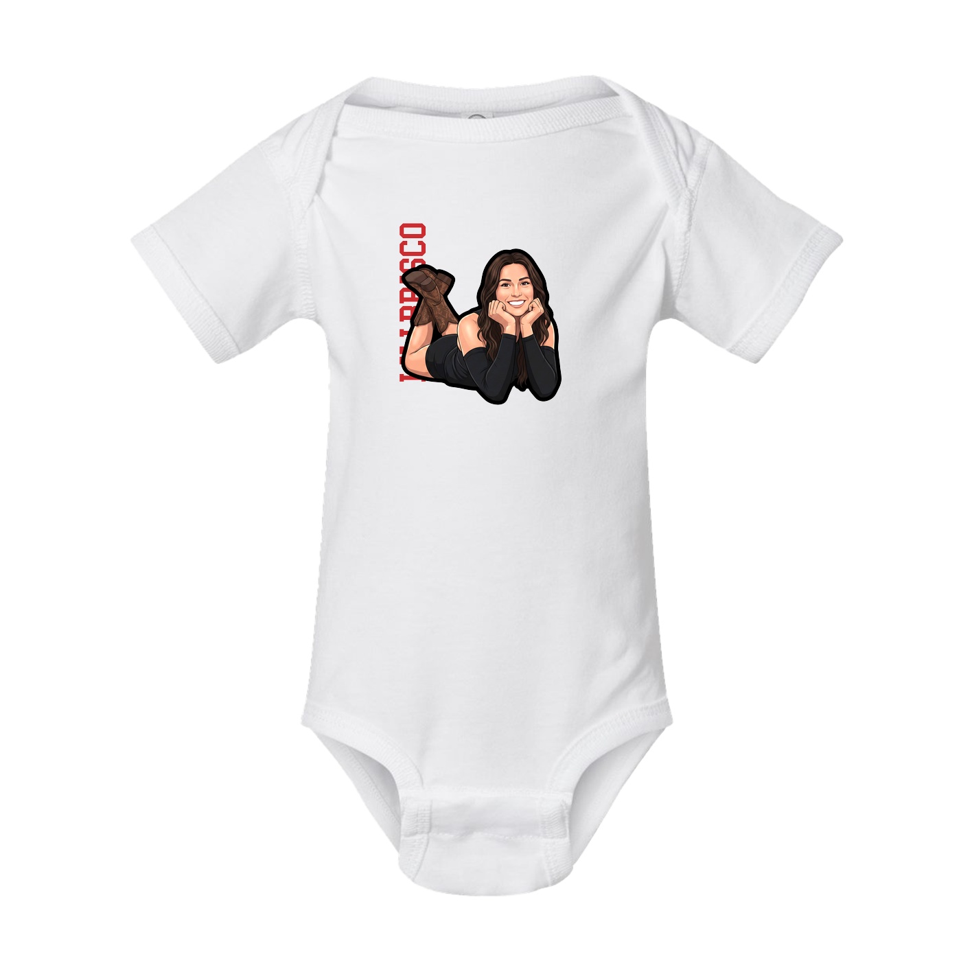 Baby Onesie — Name Vertical in White