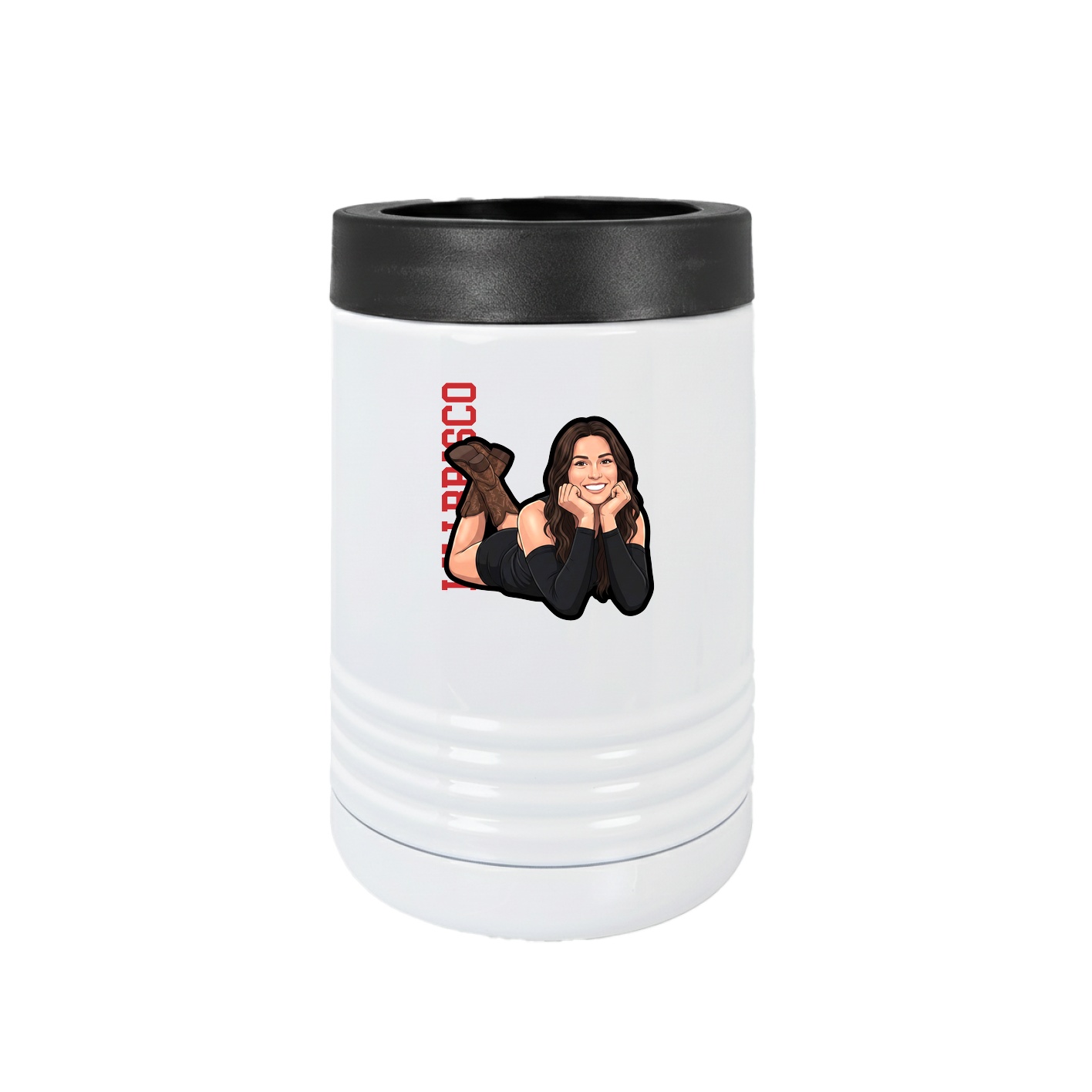 Beverage Holder — Name Vertical in White
