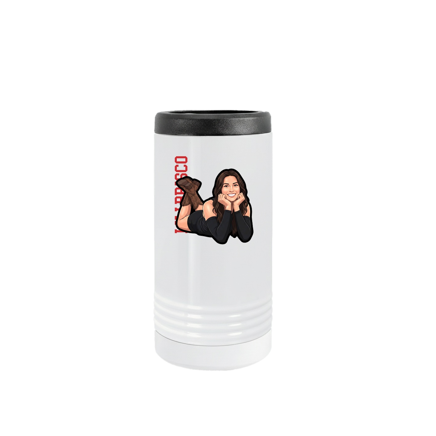 Slim Beverage Holder — Name Vertical in White