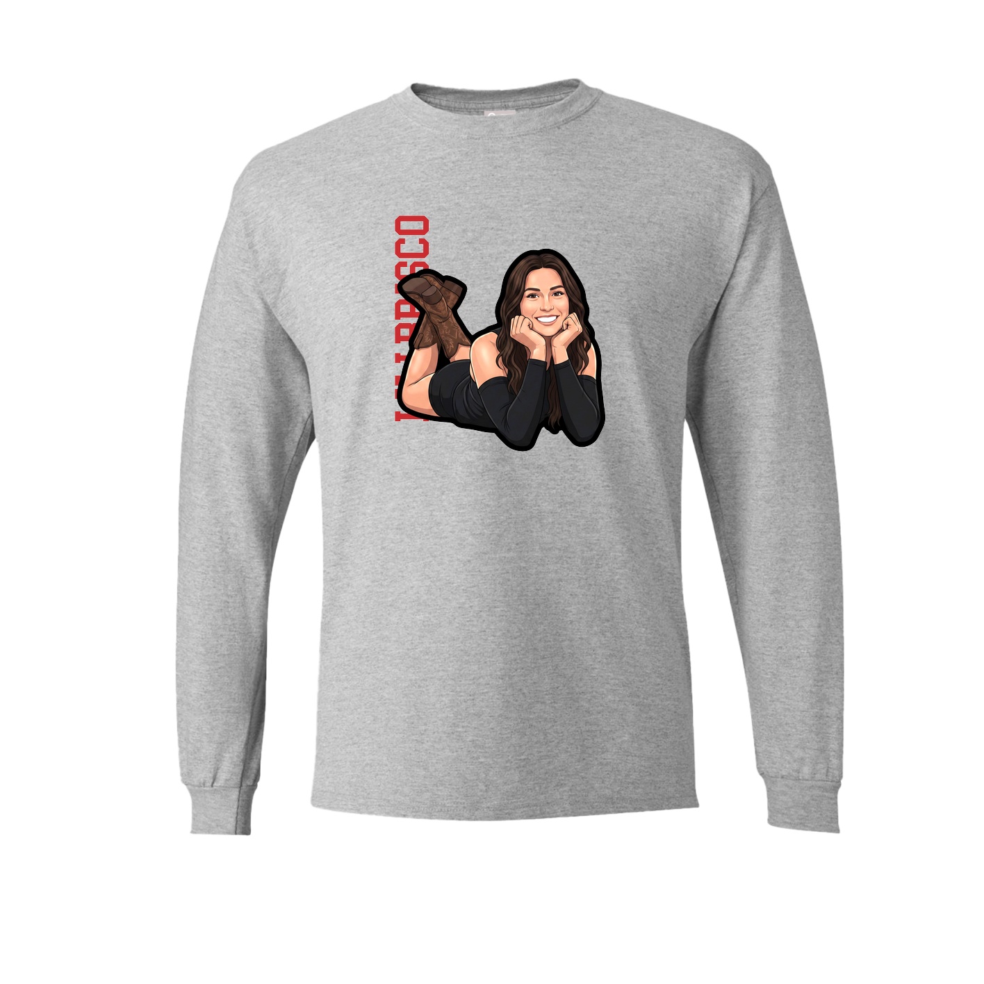 Long Sleeve Tee — Name Vertical in Grey