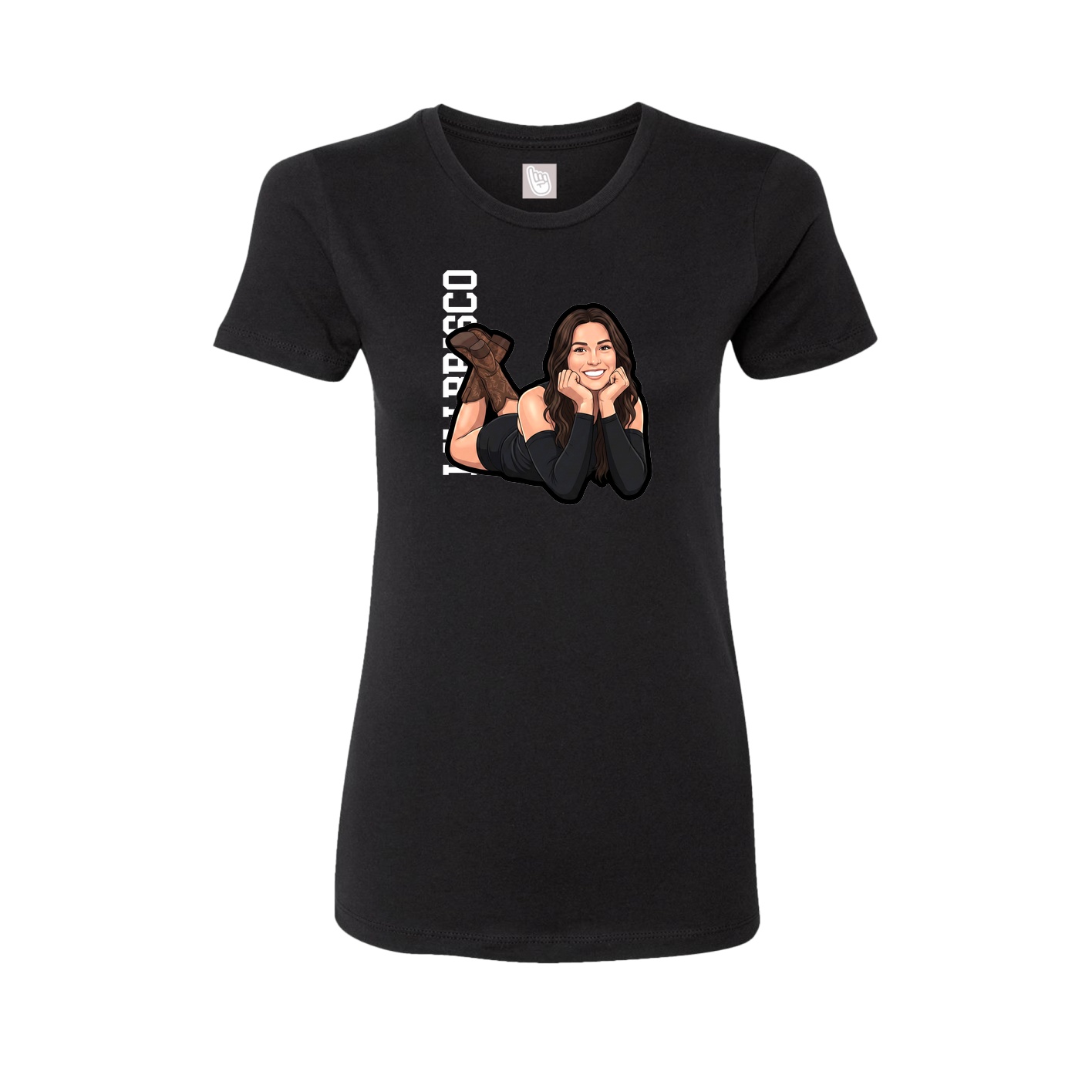 Fitted Women's Tee — Name Vertical in Black