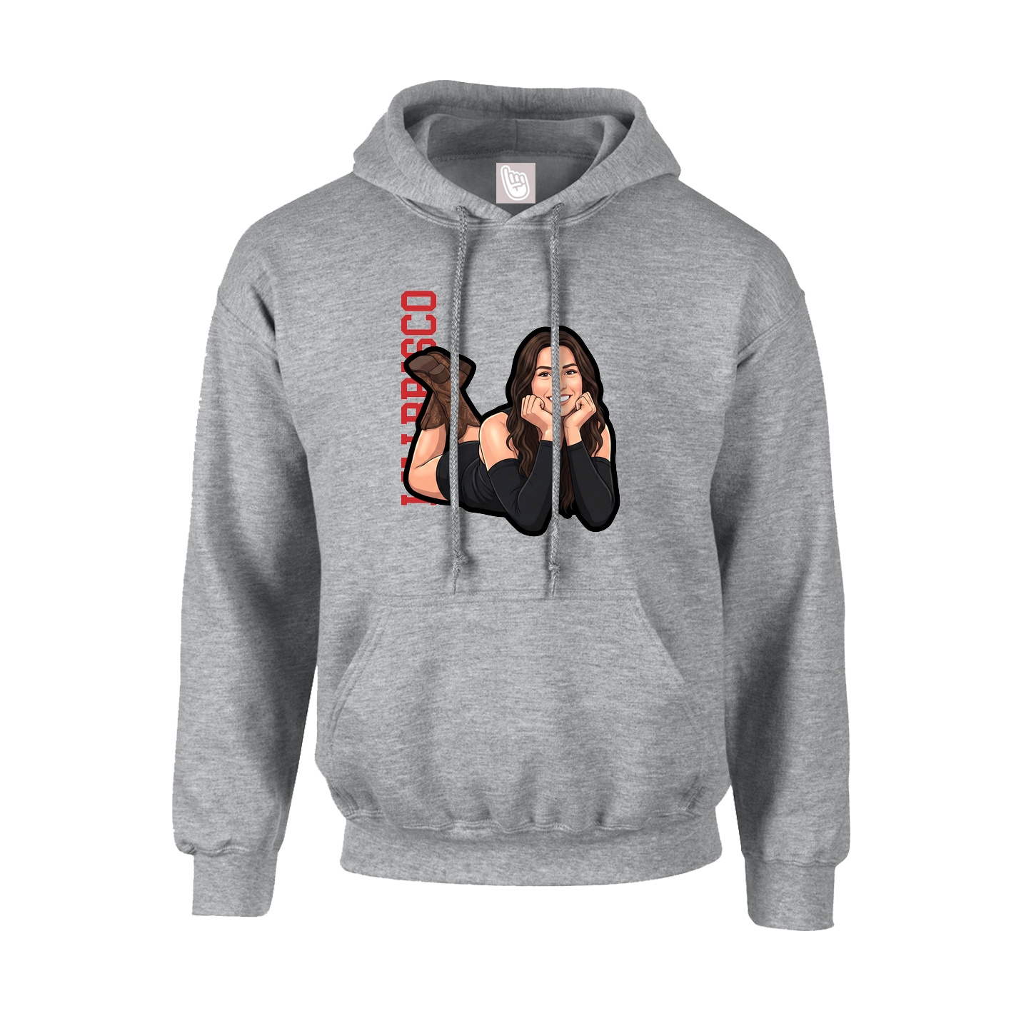 Hoodie — Name Vertical in Grey