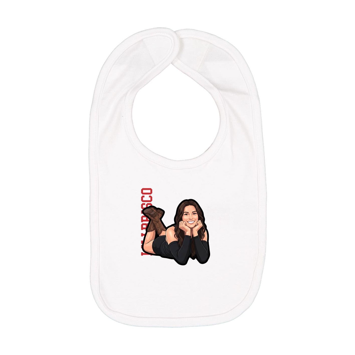 Infant Bib — Name Vertical in White