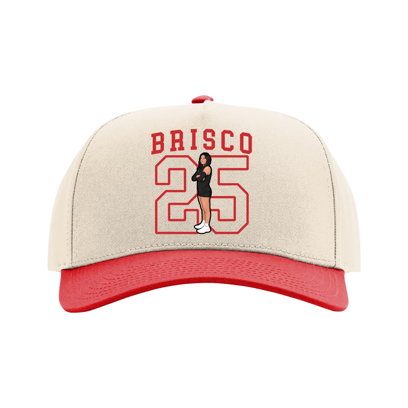 Full Fabric Five-Panel Champ Cap — Shirsey in Cream/Red