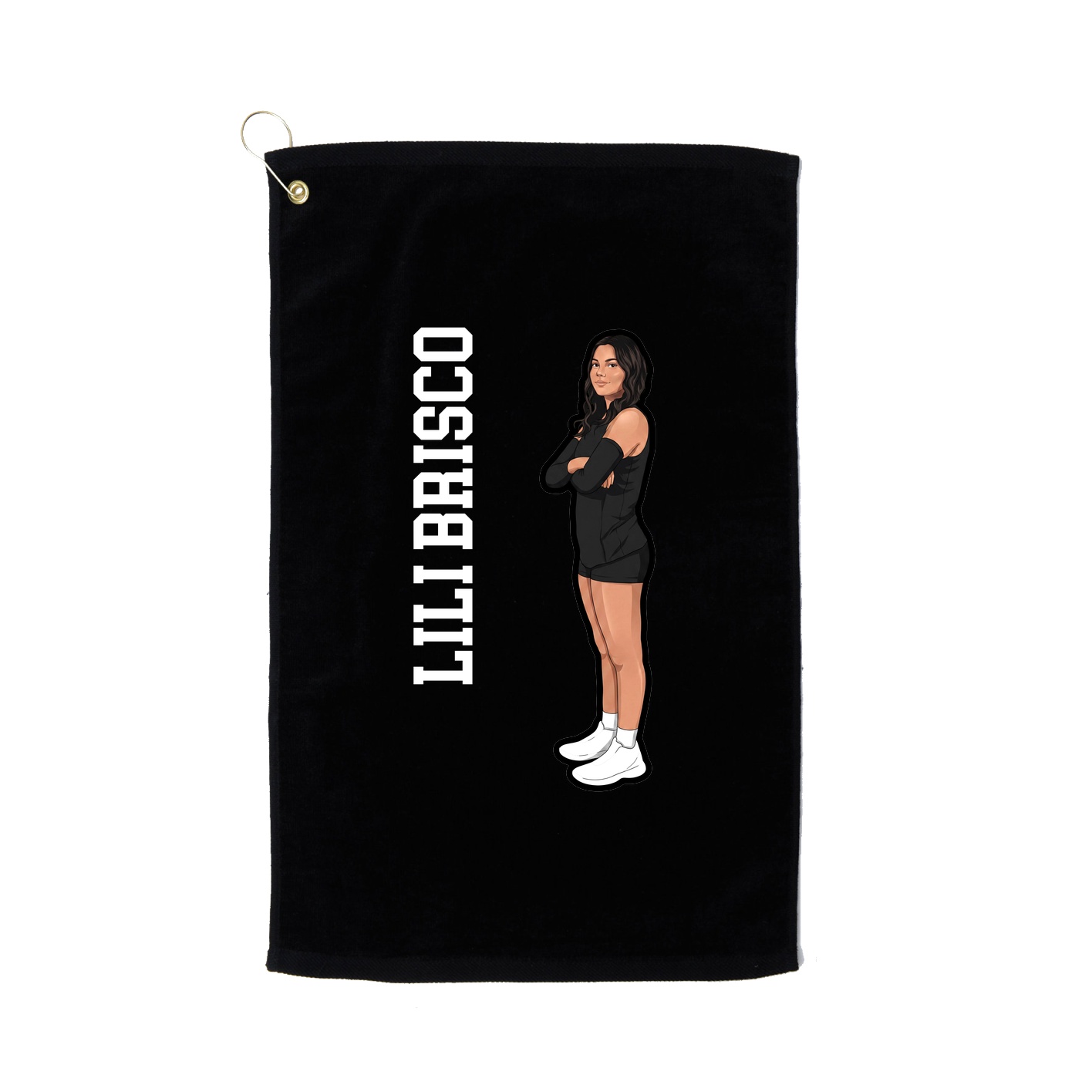 Golf Towel — Name Vertical in Black
