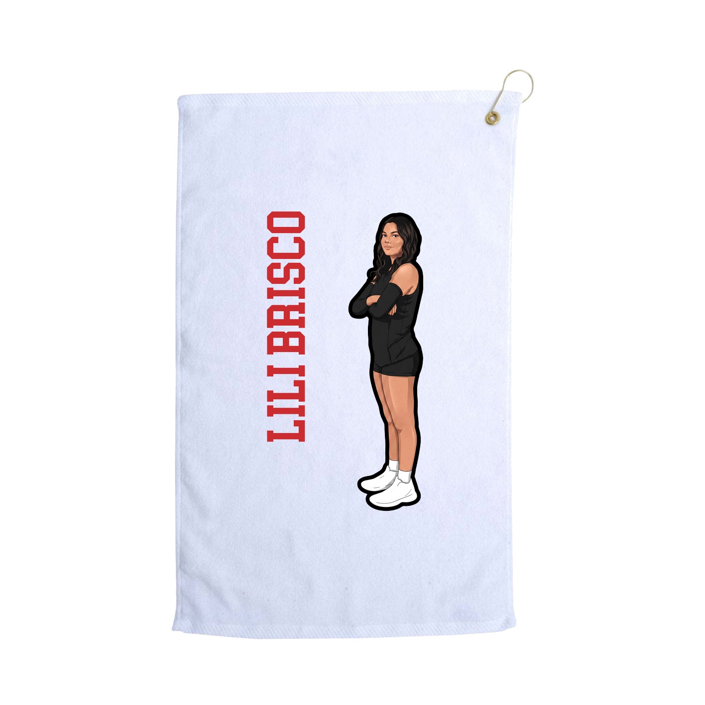 Golf Towel — Name Vertical in White