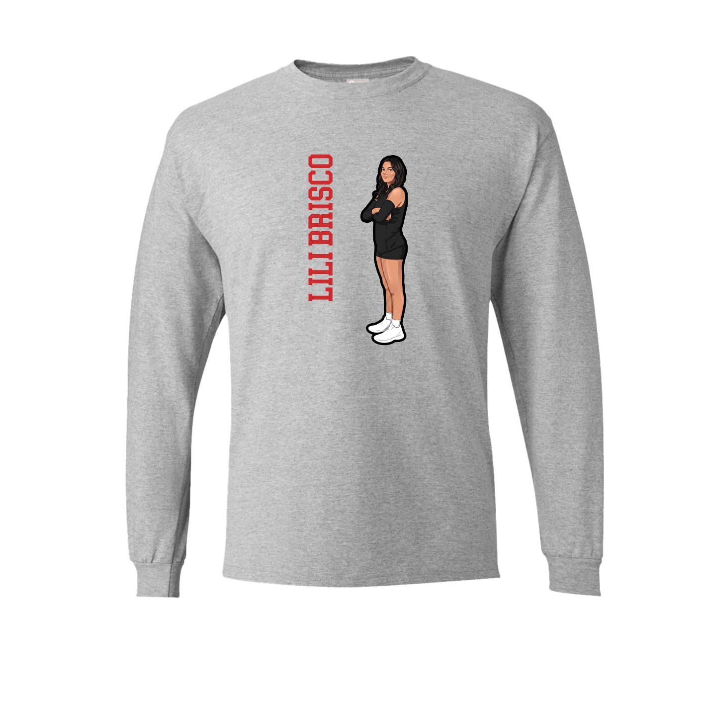 Long Sleeve Tee — Name Vertical in Grey