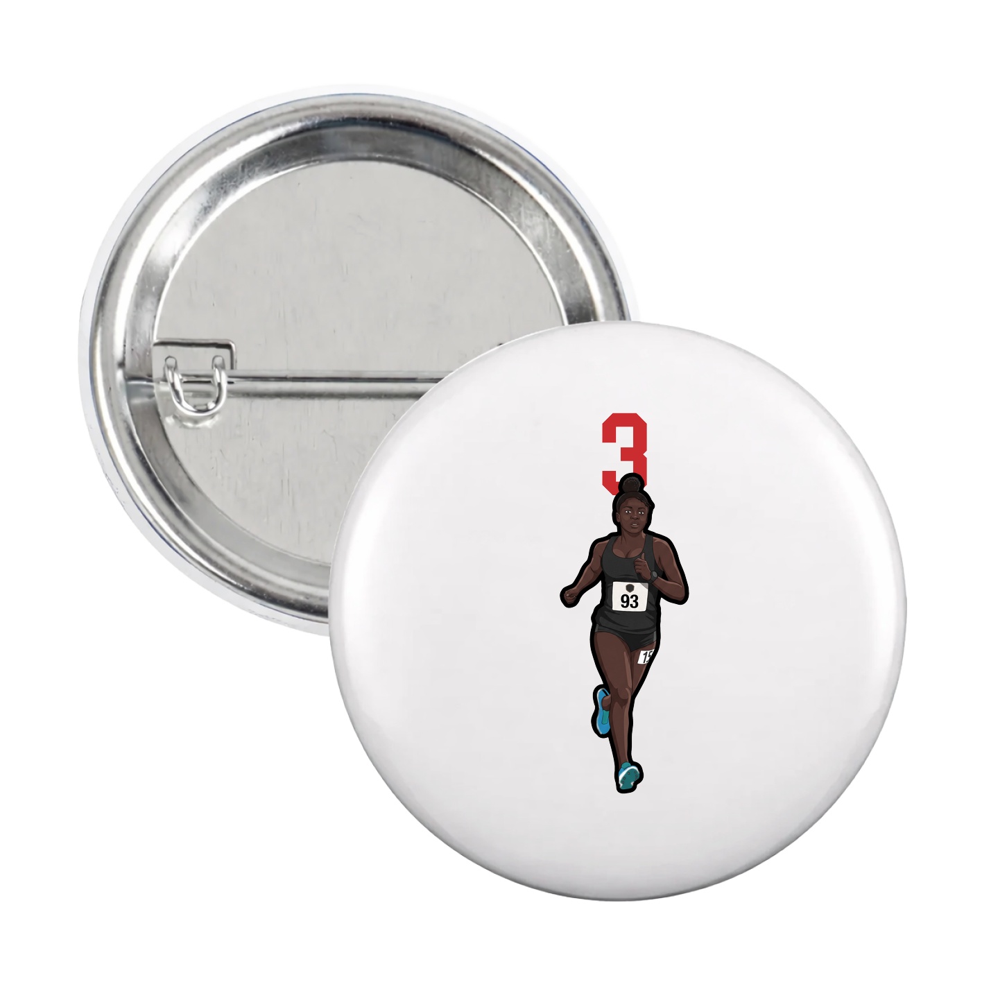 Game Day Button — Number Top in White