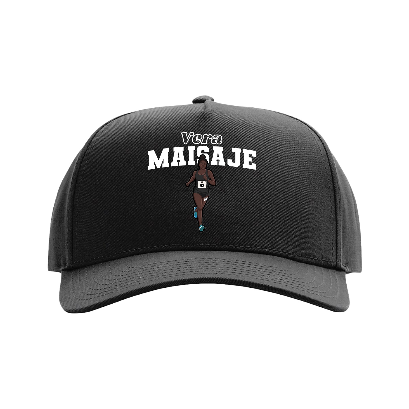 Full Fabric Five-Panel Champ Cap — Name Arch in Black