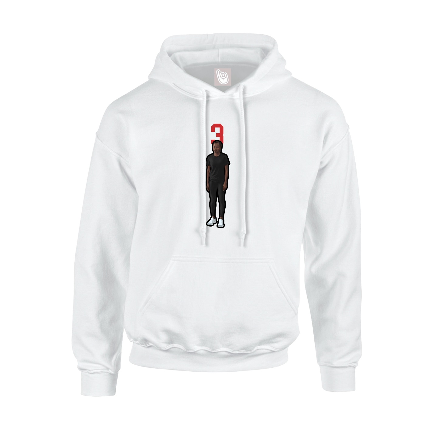 Youth Hoodie — Number Top in White