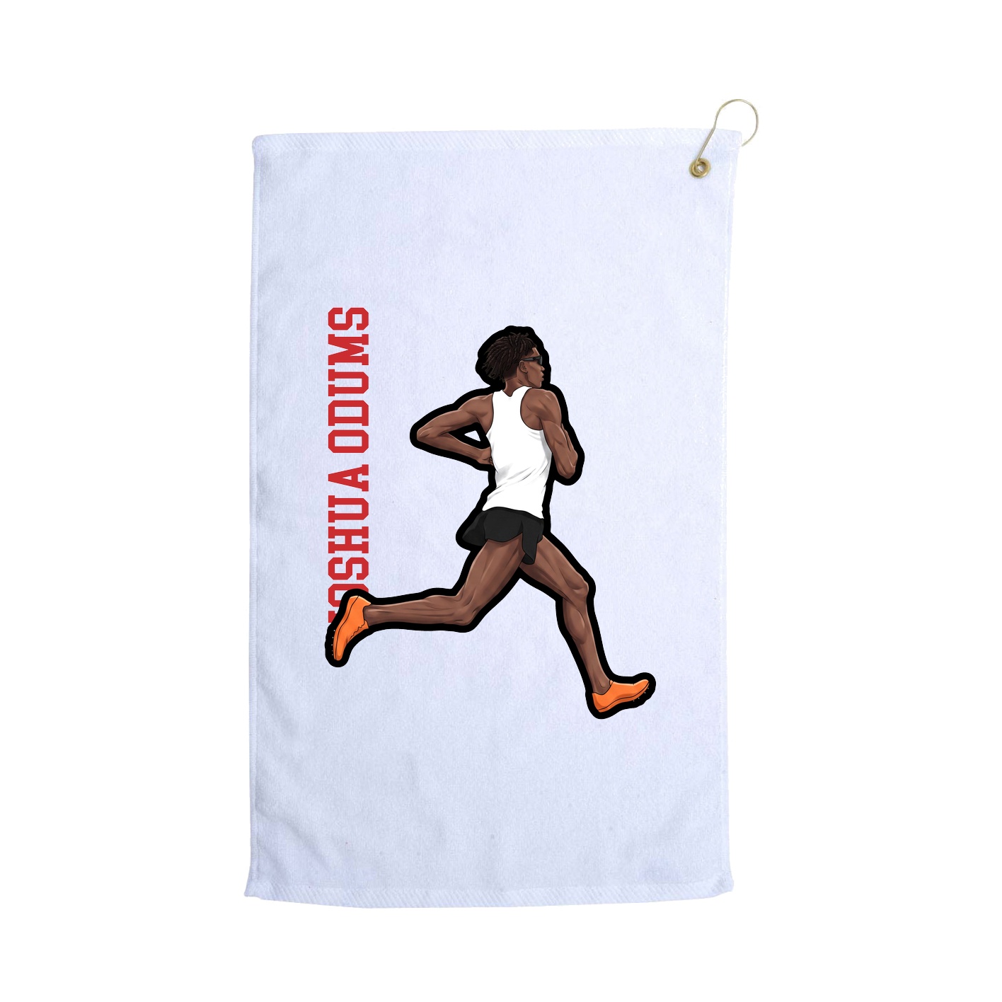 Golf Towel — Name Vertical in White