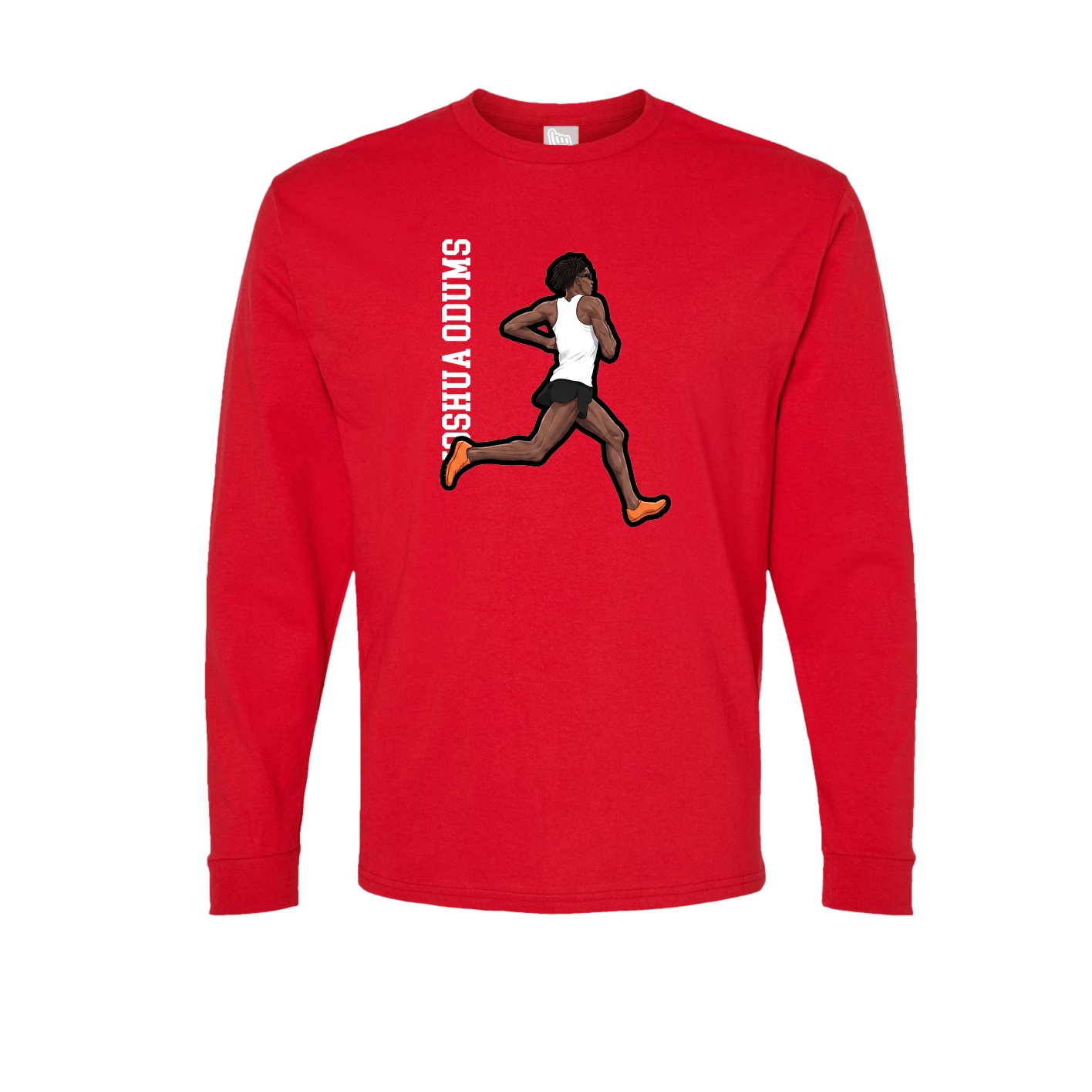 Long Sleeve Tee — Name Vertical in Red