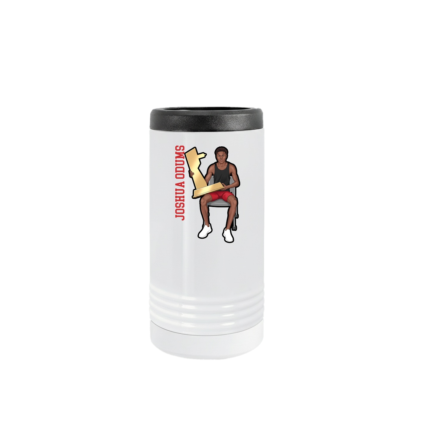 Slim Beverage Holder — Name Vertical in White