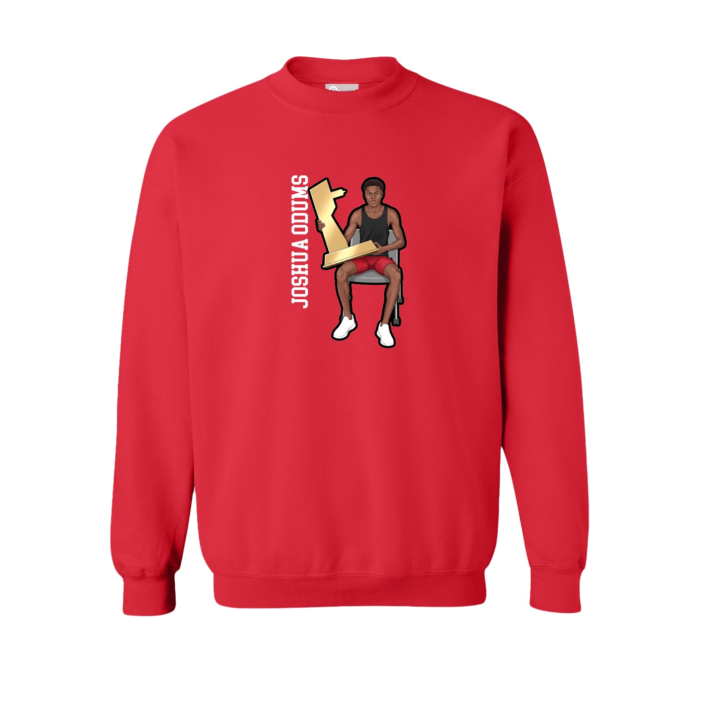 Fleece Crew — Name Vertical in Red