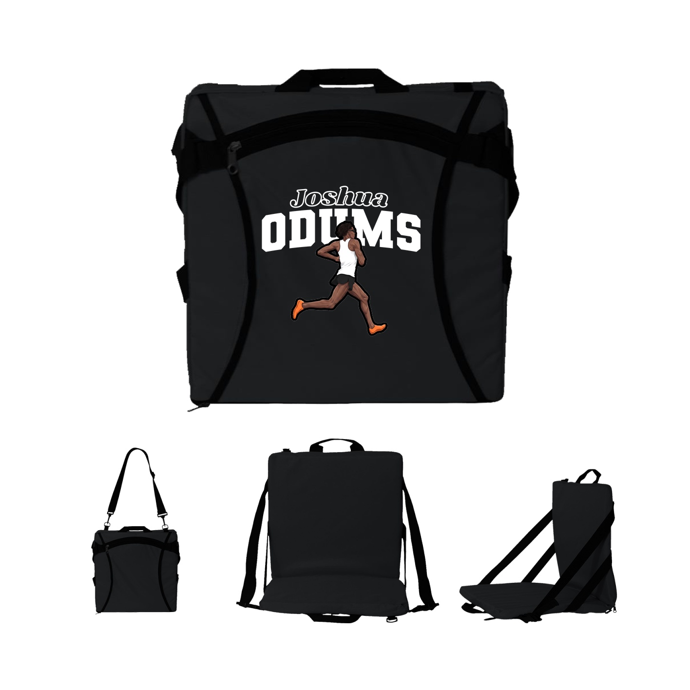 Folding Stadium Seat — Name Arch in Black