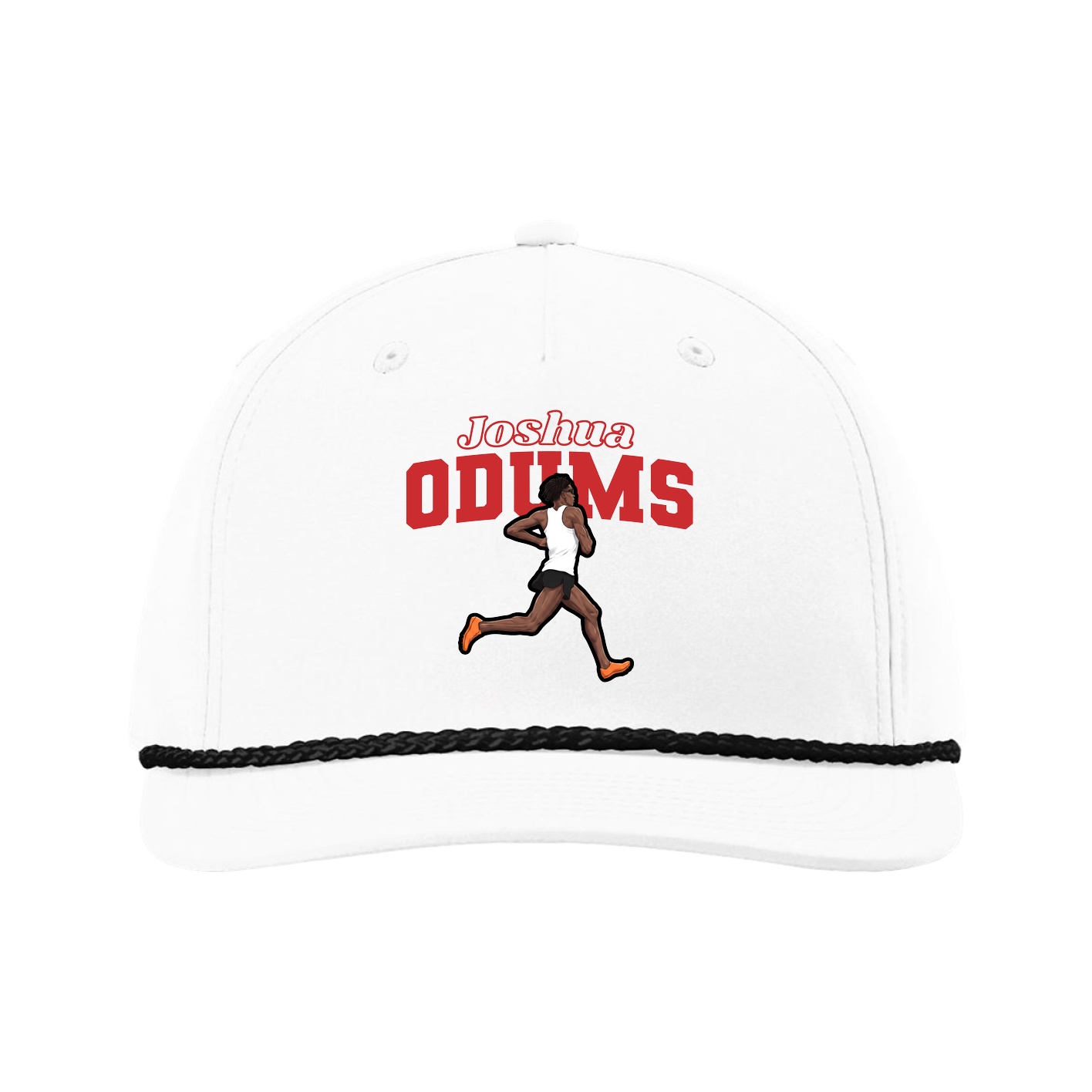 Five-Panel Classic Rope Cap — Name Arch in White