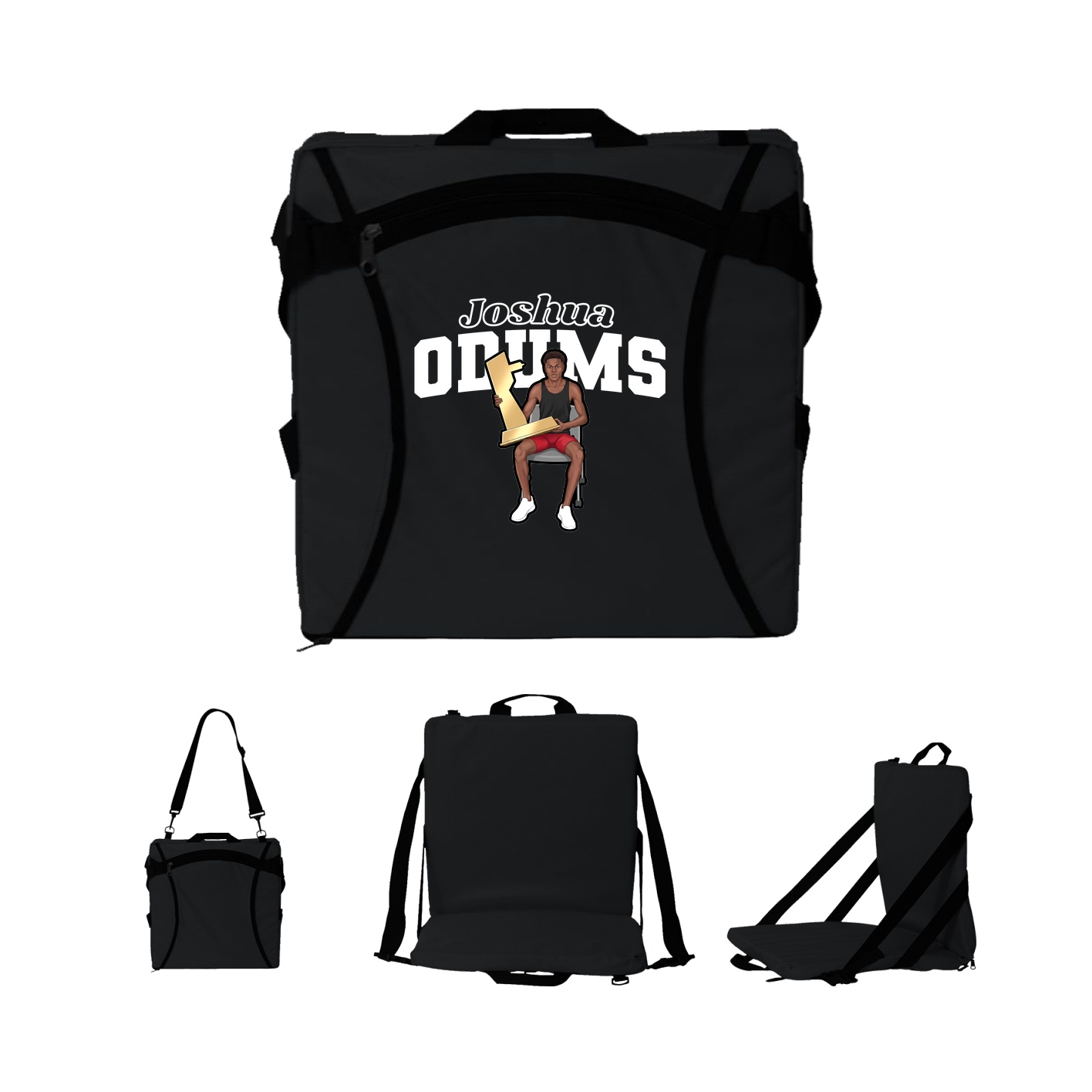 Folding Stadium Seat — Name Arch in Black