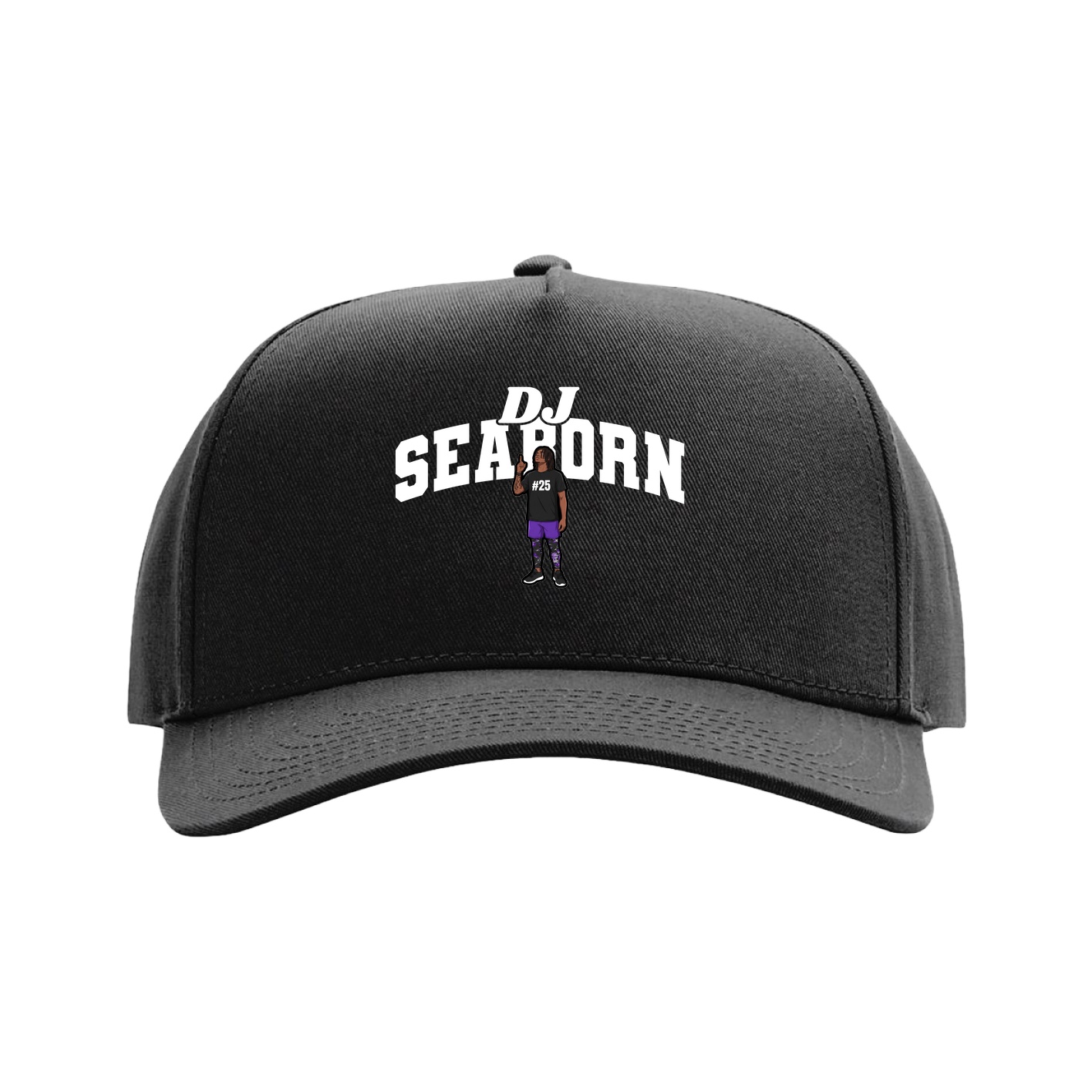 Full Fabric Five-Panel Champ Cap — Signature Arch in Black