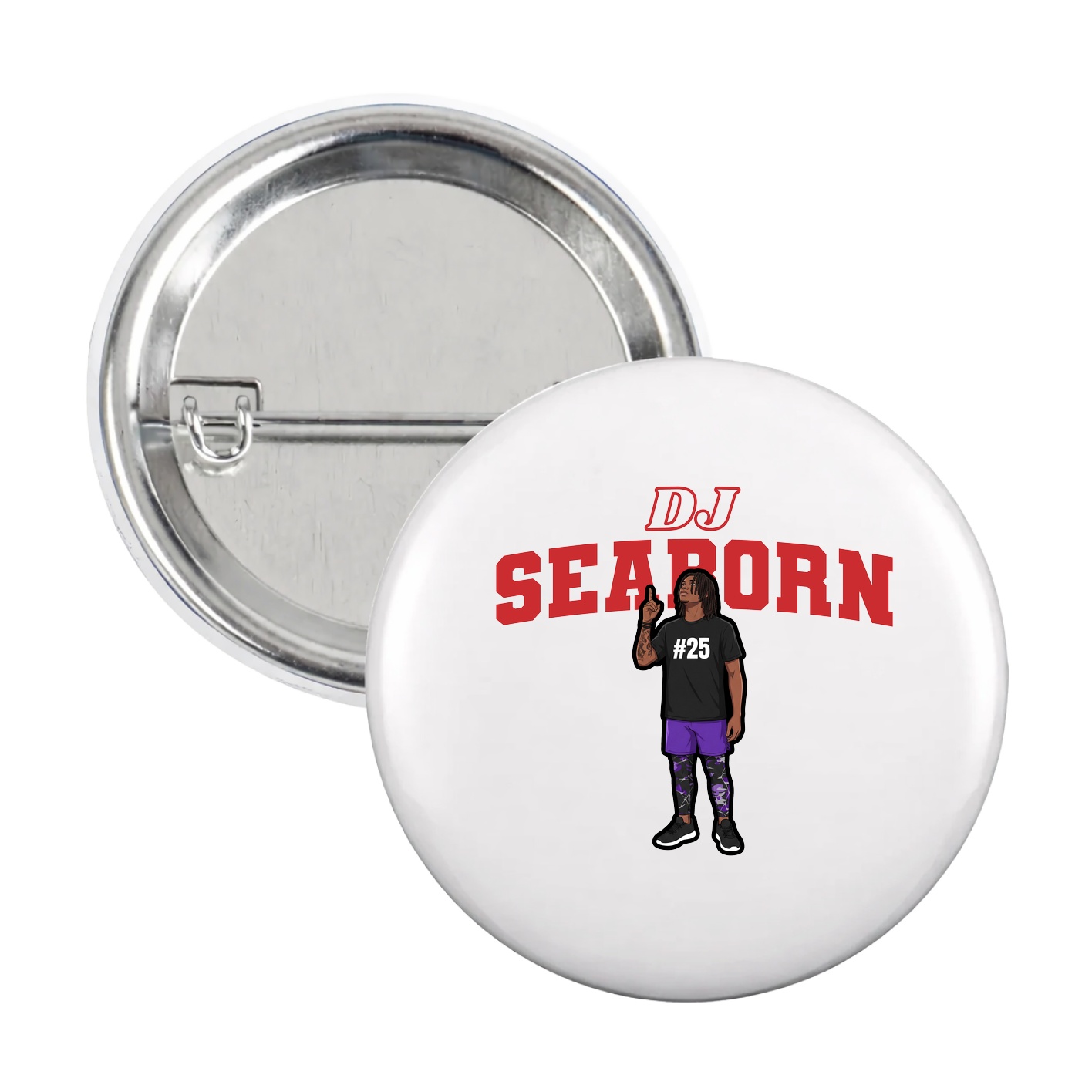 Game Day Button — Name Arch in White