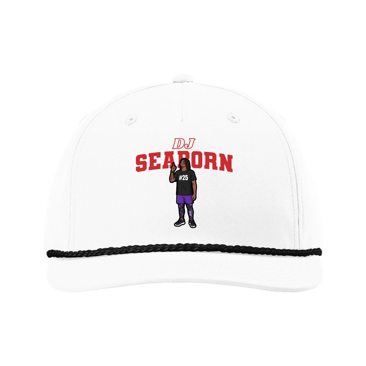 Five-Panel Classic Rope Cap — Name Arch in White