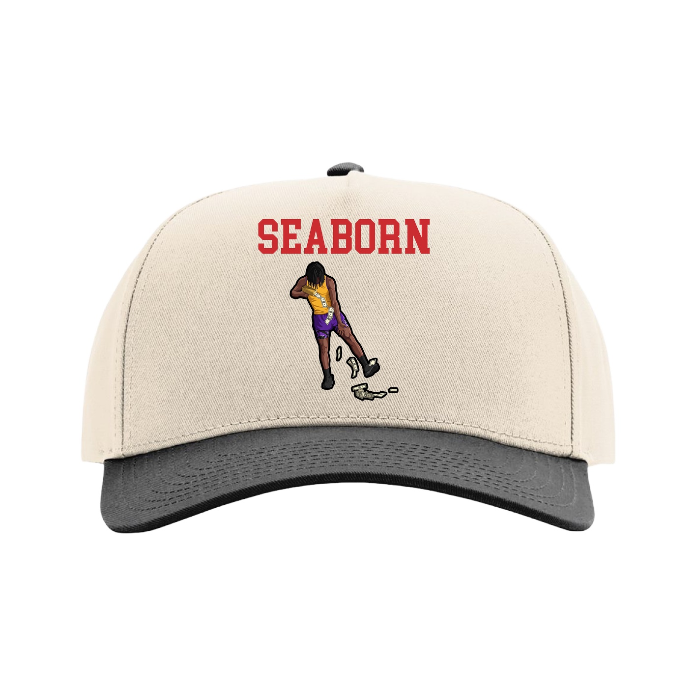Full Fabric Five-Panel Champ Cap — Shirsey in Cream/Black