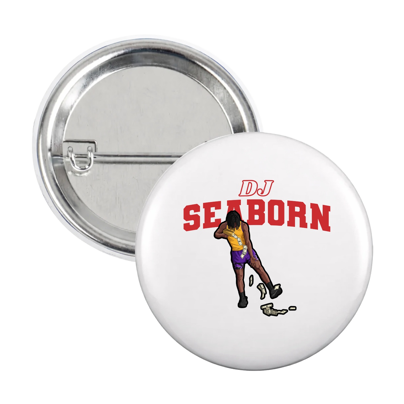 Game Day Button — Name Arch in White