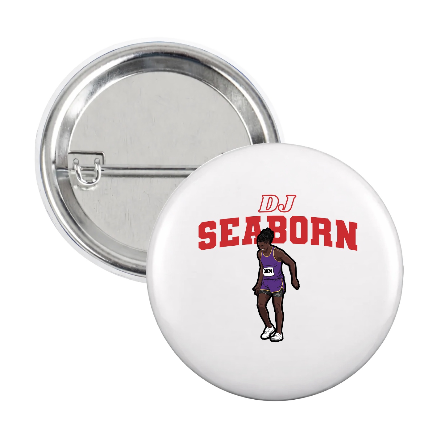 Game Day Button — Name Arch in White