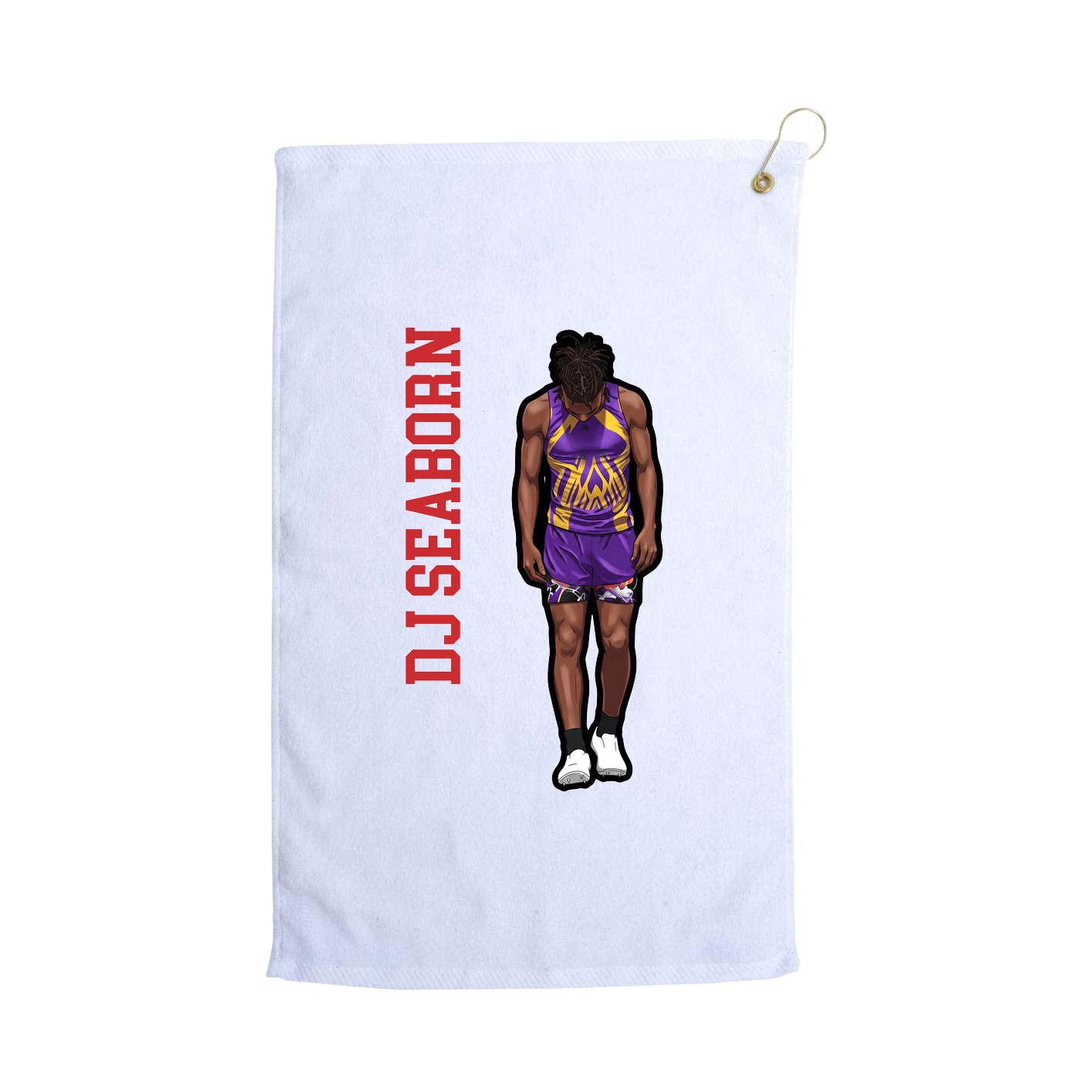 Golf Towel — Name Vertical in White